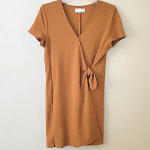 Madewell Texture & Thread Burnt Orange Short Sleeve Side Tie Dress - Size Small